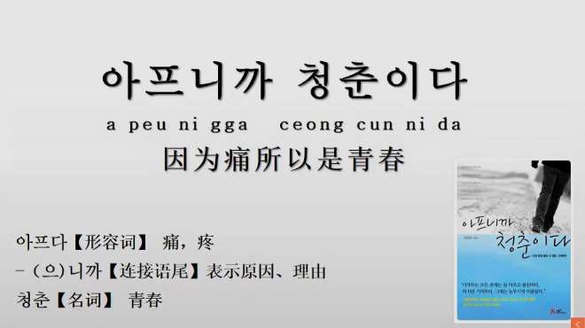 [图]韩语日常用语300句，你的青春是怎么度过的，因为痛所以才是青春