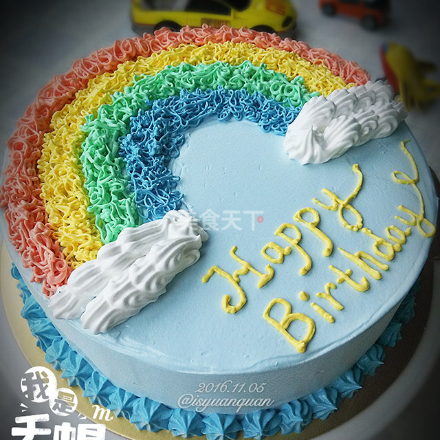 自制彩虹生日蛋糕,超高顏值,學會了做給家人