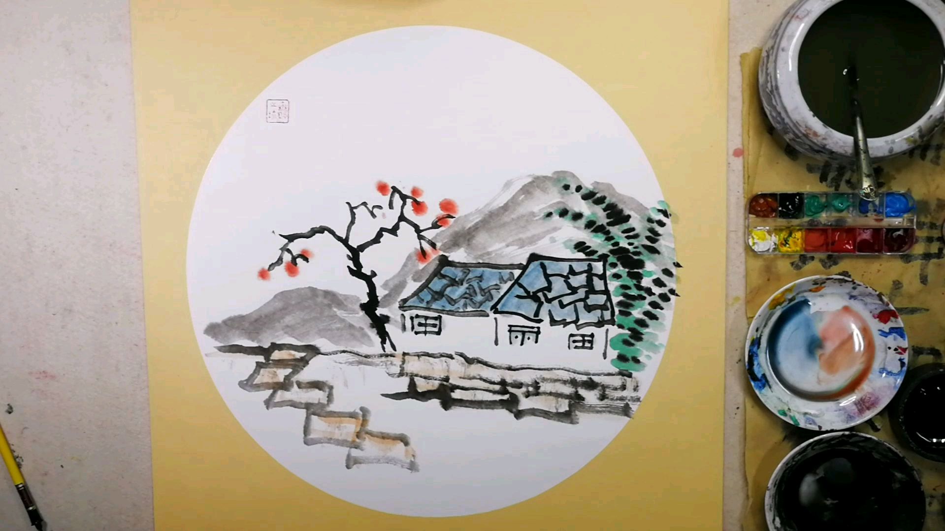 山水画零基础入门教程,小秦画画,秀丽的山水,明白细致讲解