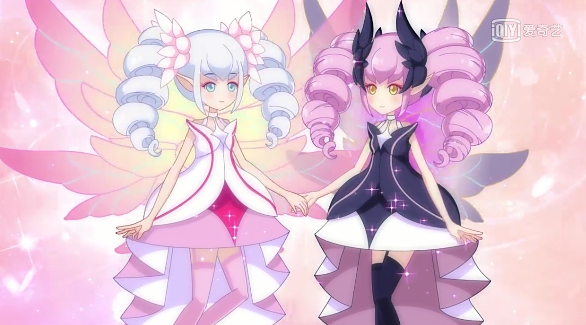 《小花仙》中并蒂莲精灵王清明无霜两种状态,外貌不输安琪儿女神