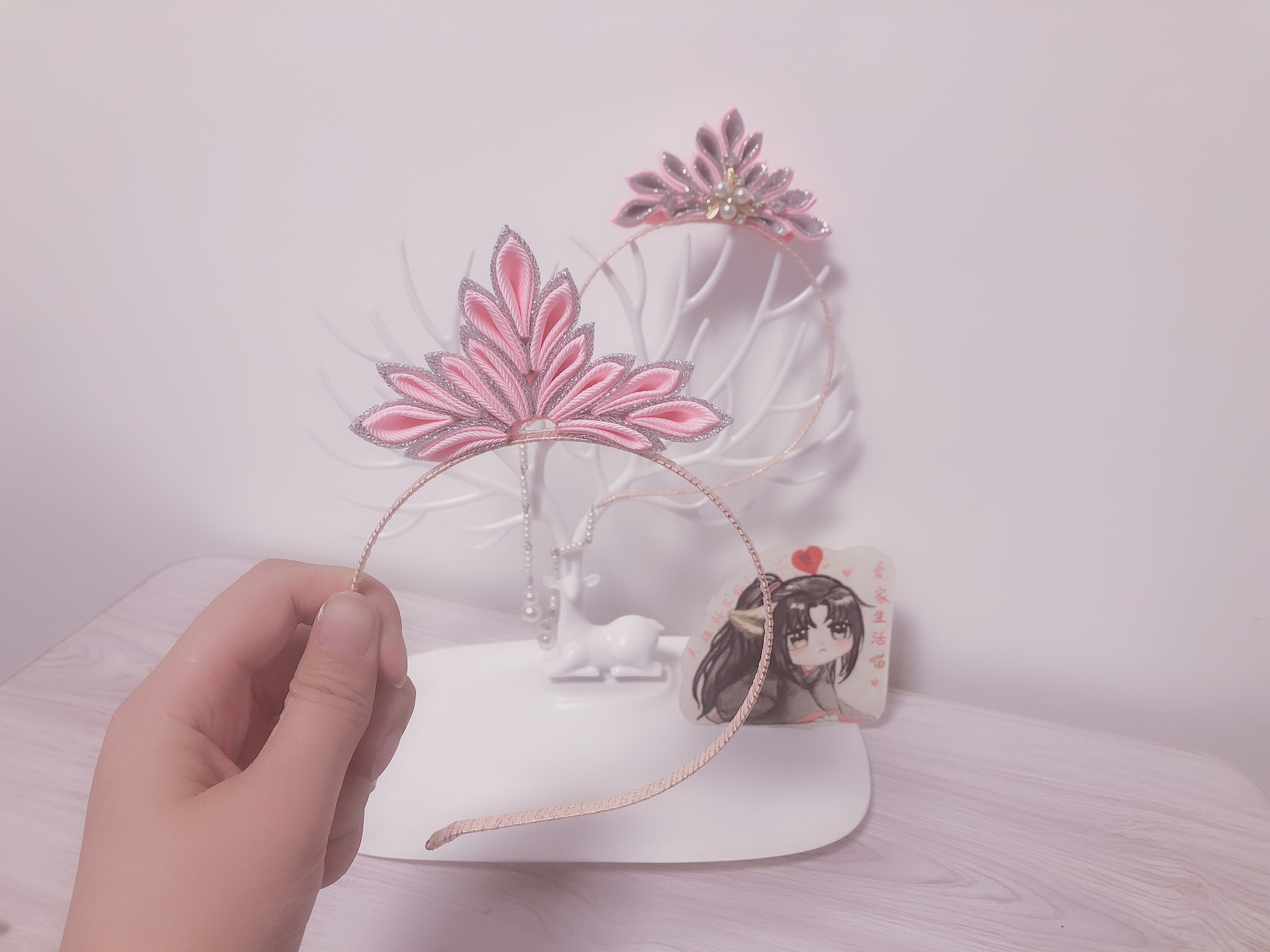 丝带做的皇冠发饰还可以是这样的,好漂亮!