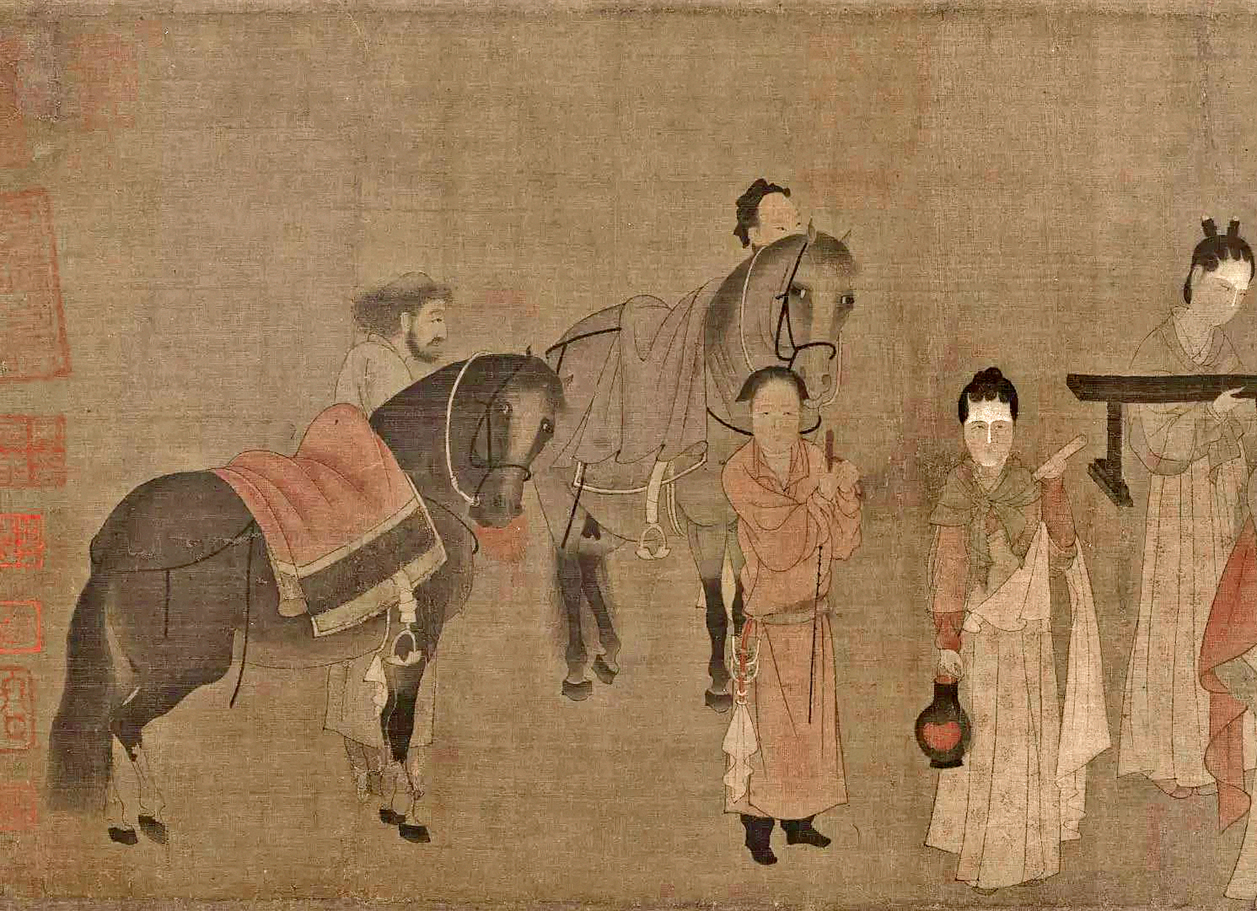 #书画经典# #传世书画# 传 北齐 杨子华《北齐校书图》 宋摹本,美国波