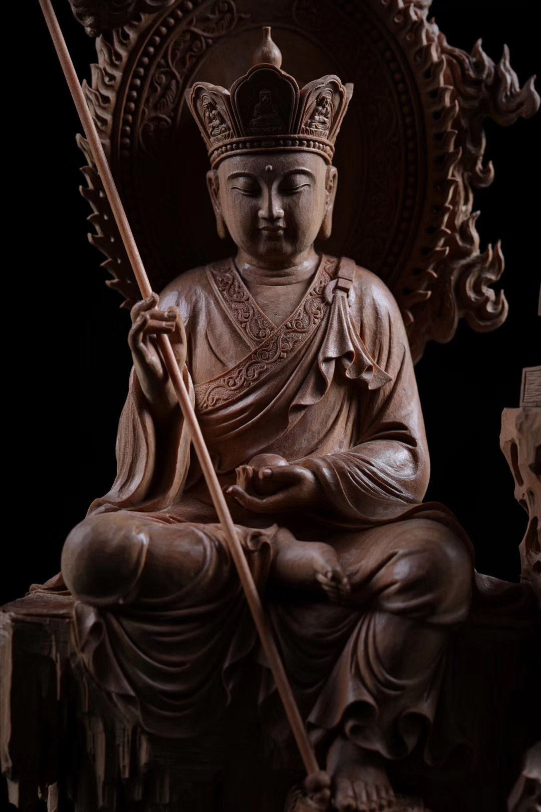 印度老山檀香,地藏王菩萨木雕