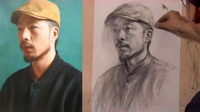 [图]老师素描头像照片写生示范，可以学一下，将来给男朋友画！