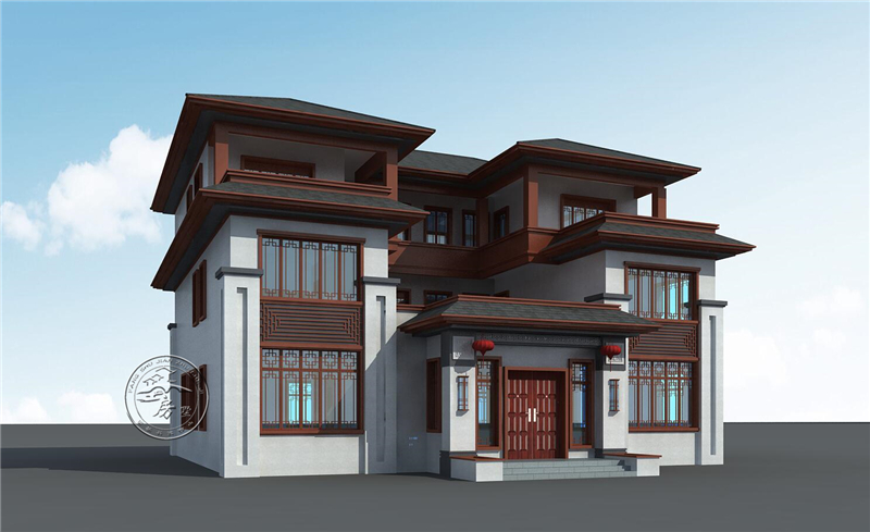新中式三层别墅真实图片