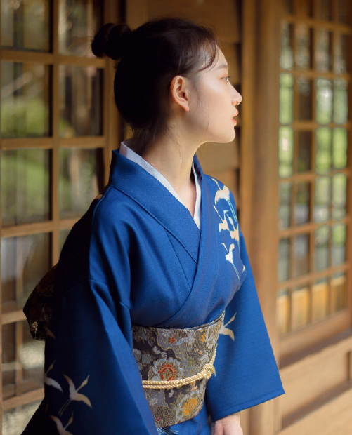 清纯素雅蓝色和服少女,清新写真,美不胜收