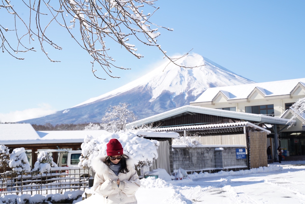景色风光,富士山下的雪景真好看