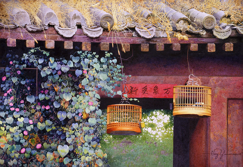 水彩画:中国画家黄有维笔下的老北京,太美了