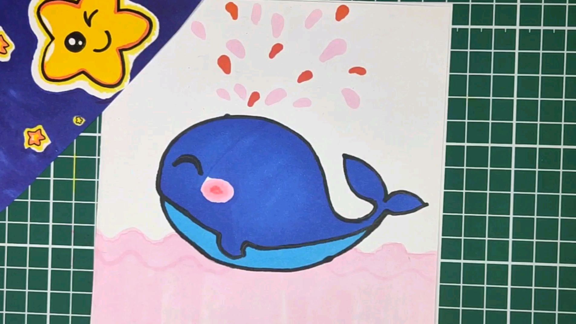 画画过程《开心的鲸鱼》儿童画
