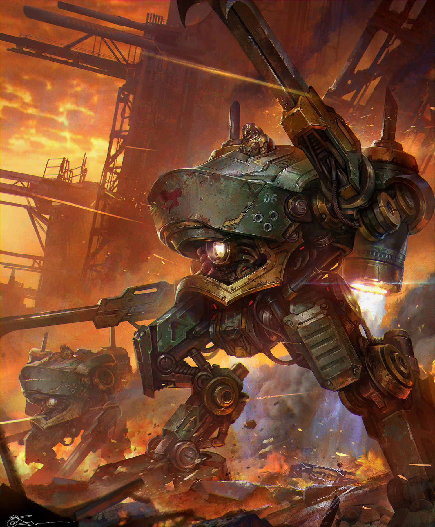 马来西亚插画大佬精美插画欣赏!人物机械巨兽各种元素都画得很棒