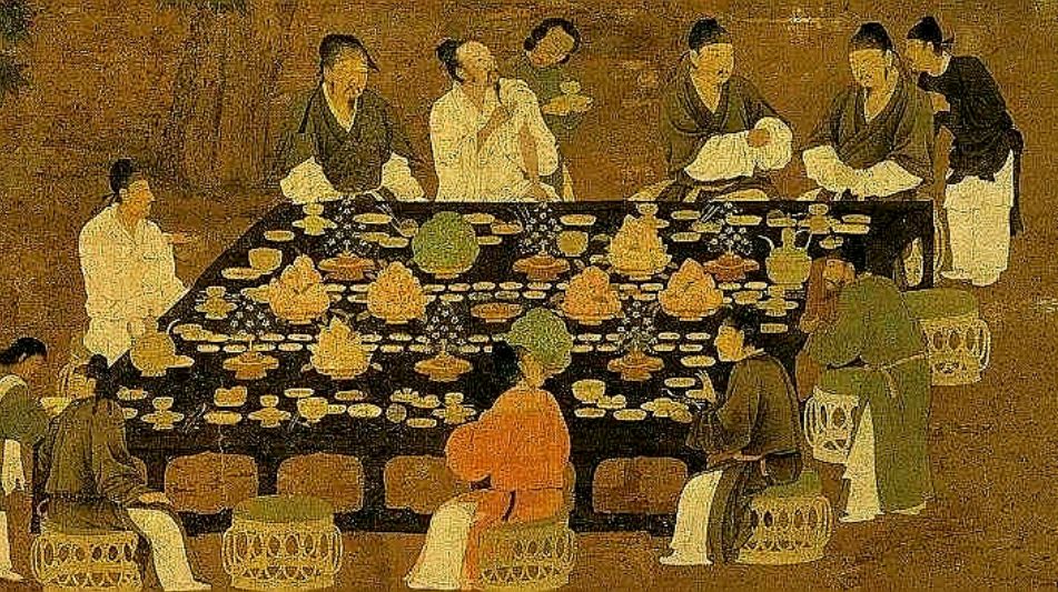 宋墓壁画《宴饮图,描绘出殷富又温馨的家庭场景,令人遐思.