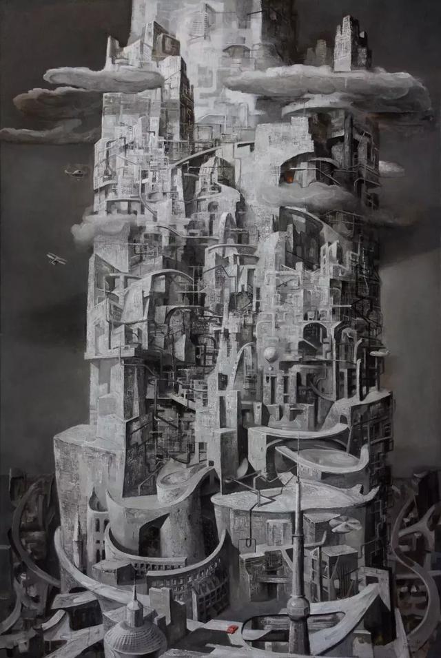 《新巴别塔之二》 布画油画 180×118cm 2005年