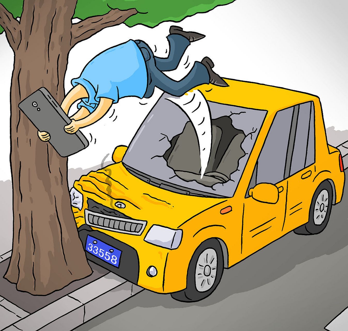 上高速之前,坐在后排的小王让司机停下车来,要