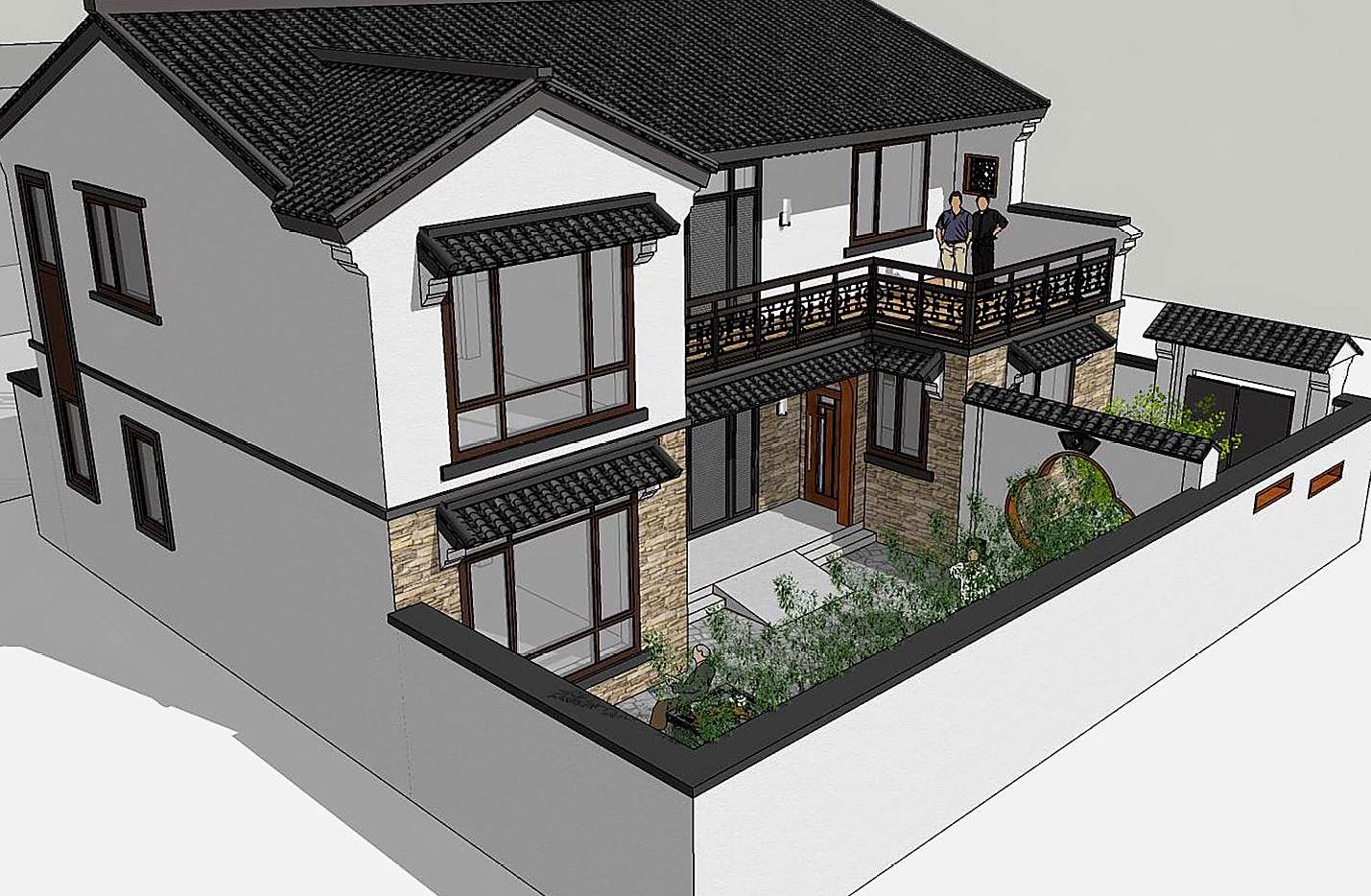 古典的新中式别墅,符合父母的生活习惯,与他们同住在一起