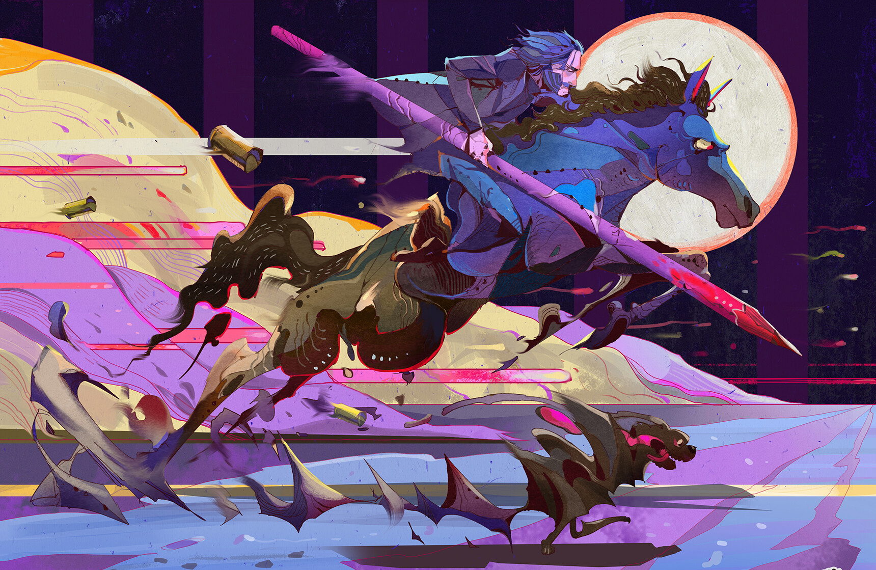 来自泰国插画师的一组画风相当独特的插画作品!色彩浓烈画面动感