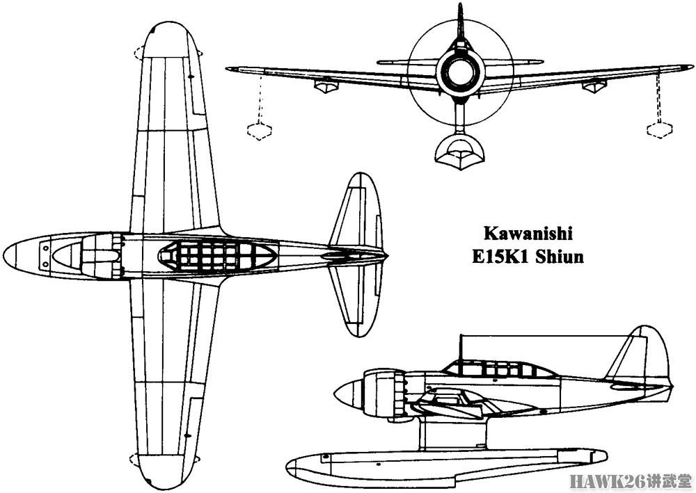 图说:川西e15k二式"紫云"水上侦察机 特殊设计全都"坑爹"