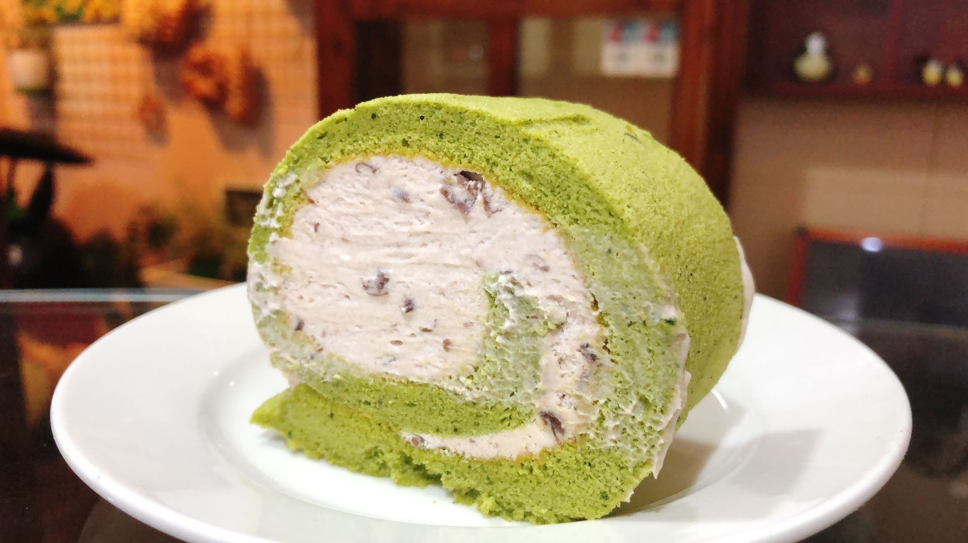 宇治抹茶蛋糕卷 美味的红豆奶油馅 无比幸福的味道