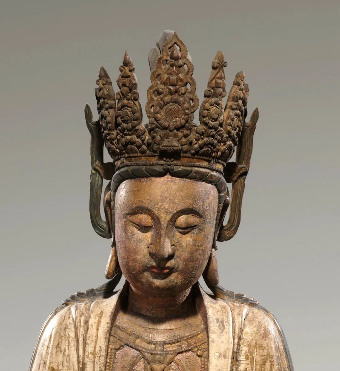 明代彩绘木雕:狮吼观音像赏析