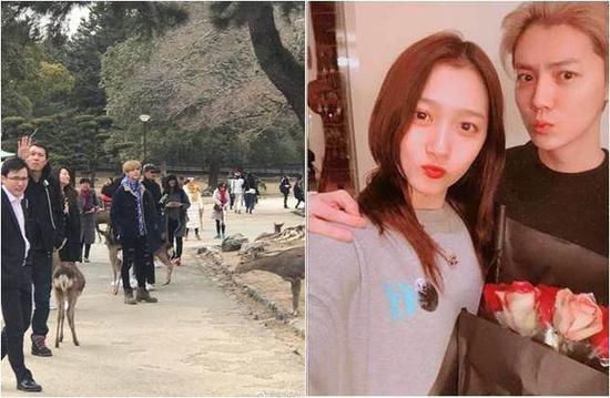 鹿晗关晓彤日本出游 奈良公园亲密喂鹿