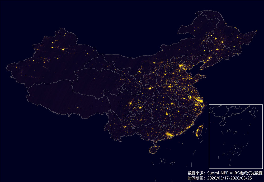 中国夜晚灯光地图图片