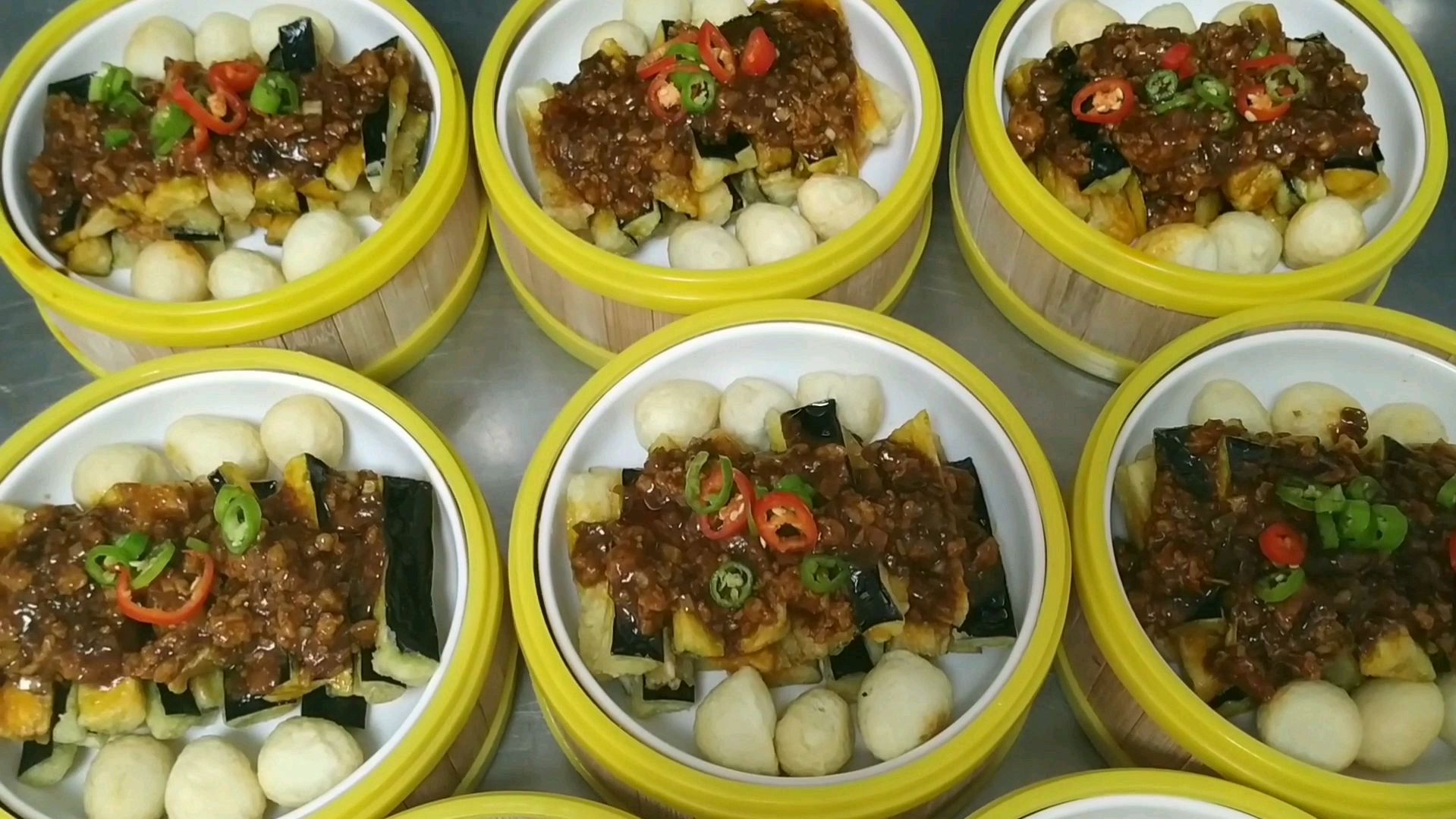 小笼蒸菜.肉酱蒸茄子.饭店家庭都适用制作简单