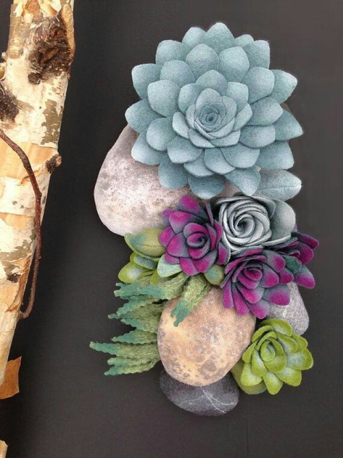不织布小手工:又简单又好玩,用不织布diy的多肉太漂亮了