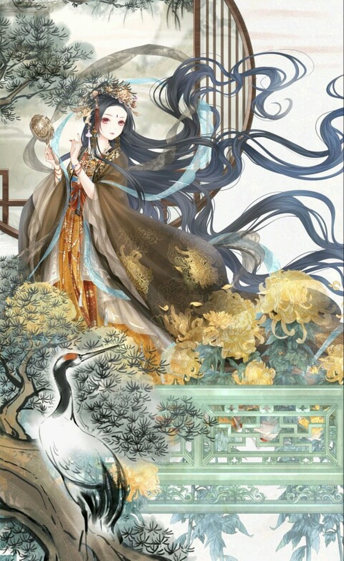 一组很有特色的古风人物插画作品,画风华丽人物美型