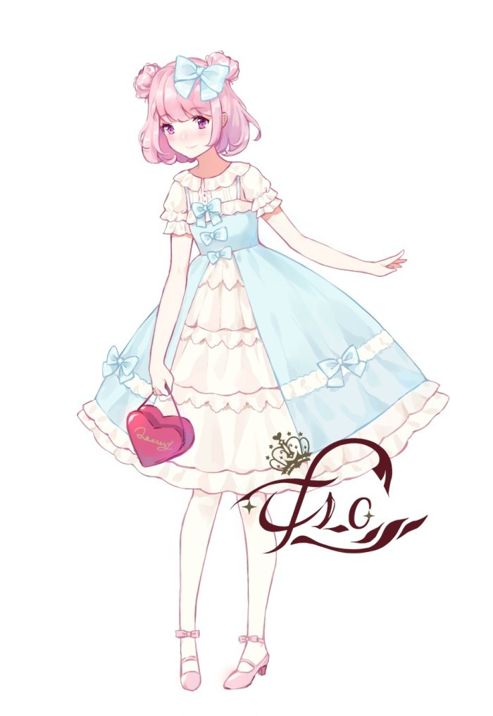 人物绘画"洛丽塔田园风"可爱美丽的女孩子,超漂亮的小裙子