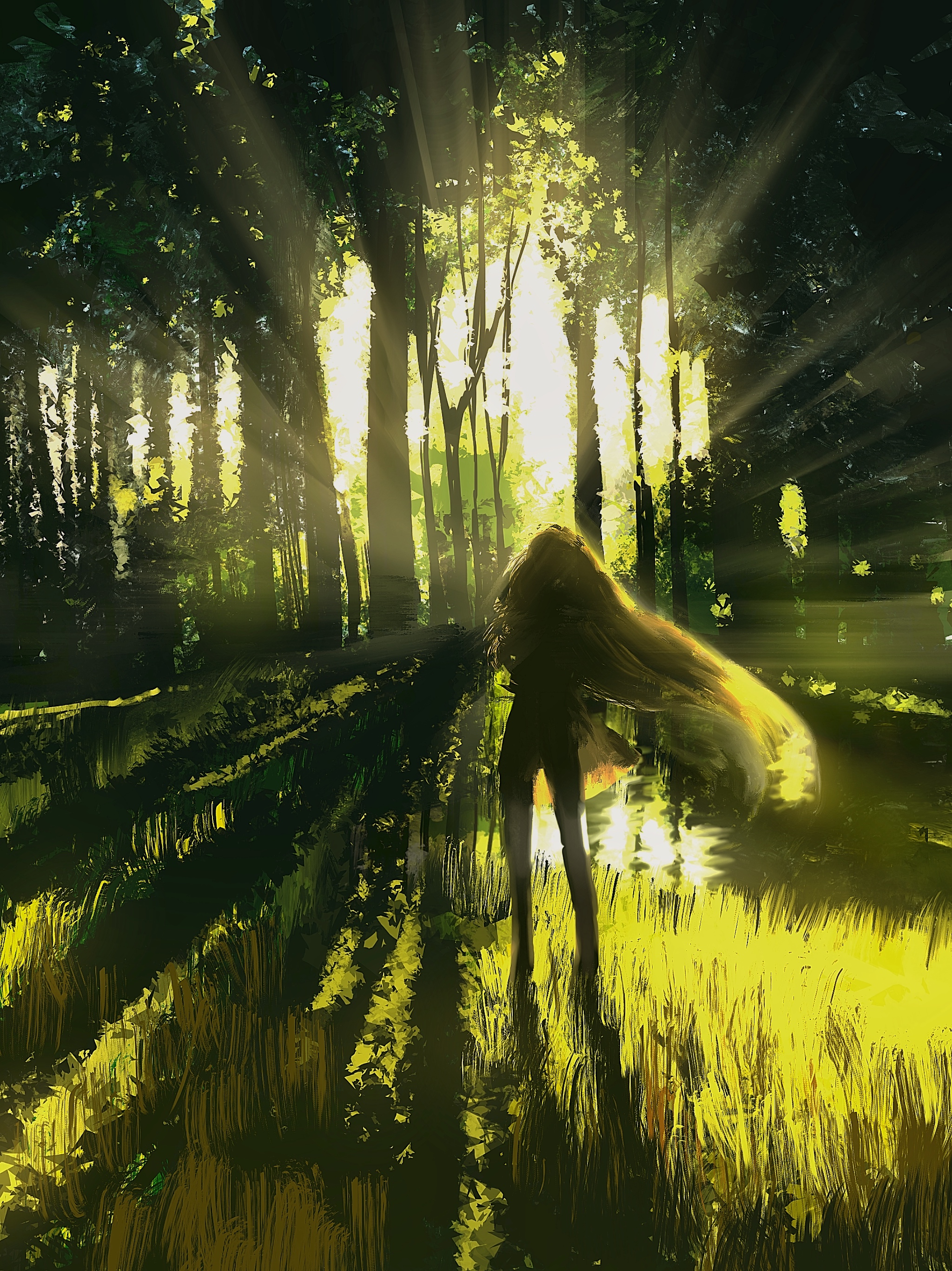 唯美画风手机壁纸:二次元少女,星芒,晚霞,海景,意念美