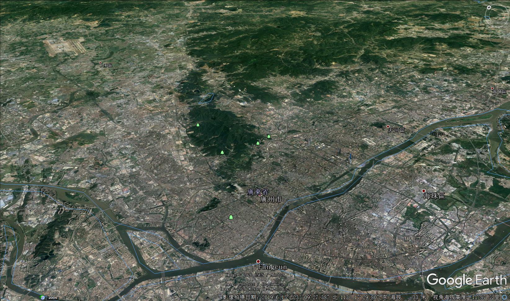 空中看广州地形图