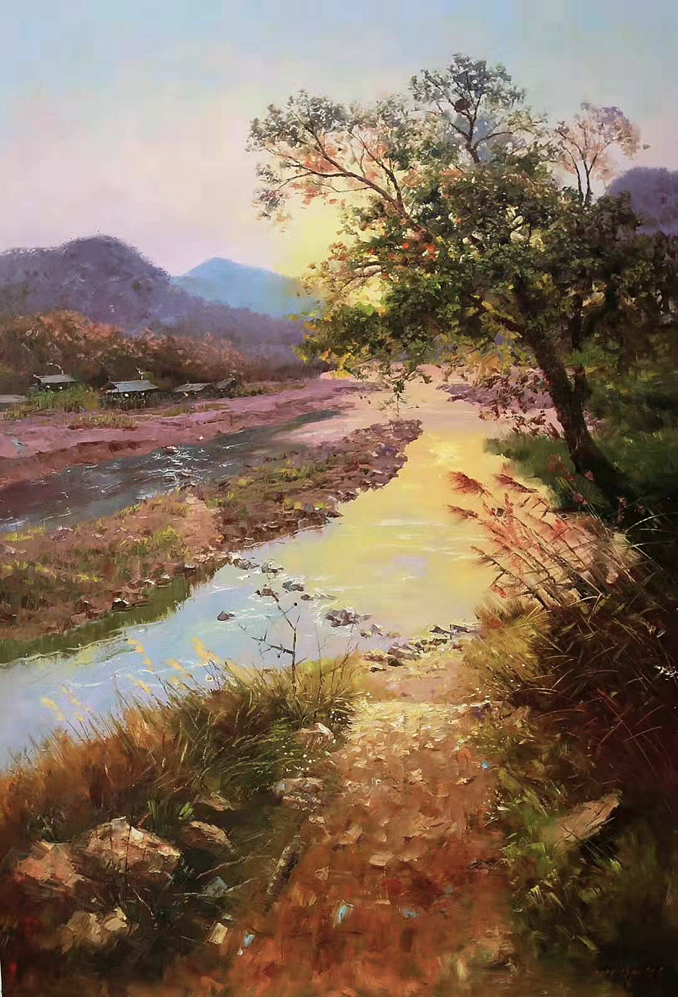 油画,秋天的美景