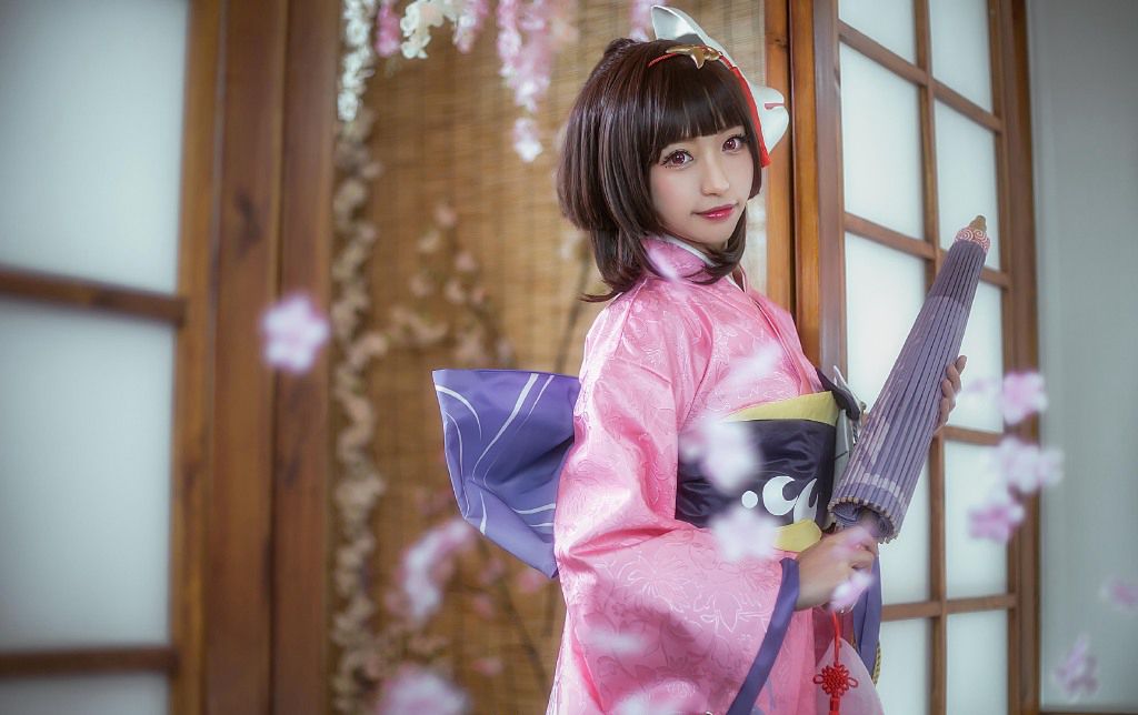 阴阳师手游神乐浴衣cos:你的可爱宝