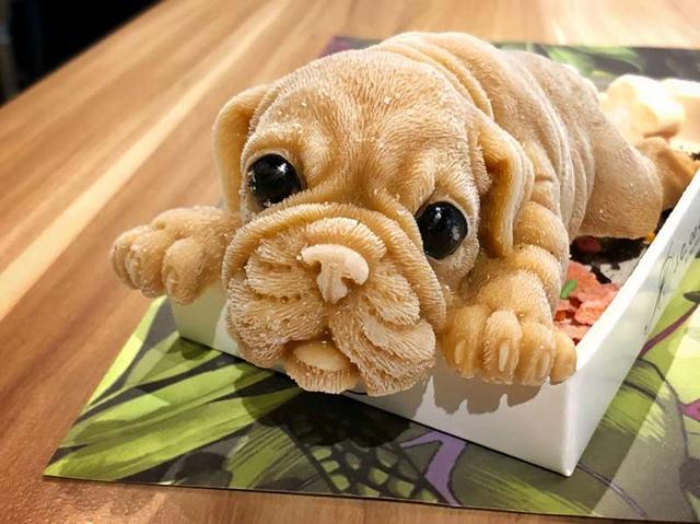 黑狗眼睁睁看主人切下狗头蛋糕的头,差点被吓尿了,隔天主人悔哭