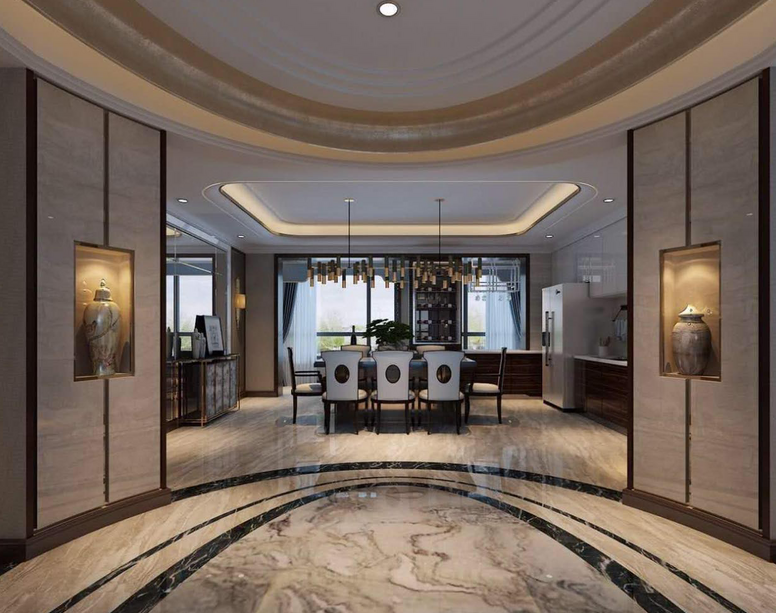 320平米新中式风格别墅设计 古韵素雅造就舒适空间