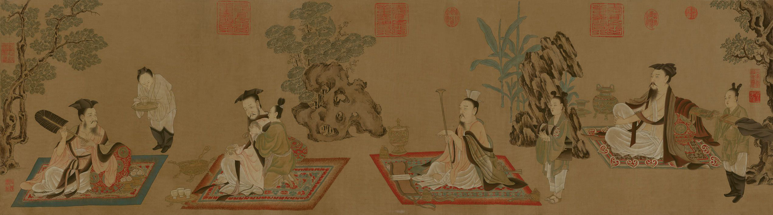 中艺汇赏名画:神仙们的聚会-孙位《高逸图》