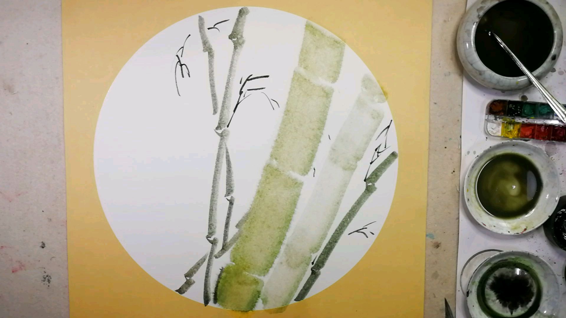 国画普及花鸟集。第九章墨竹的画法。第六节粗竿竹的创作参考