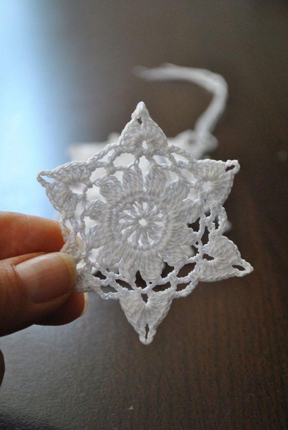 钩针编织雪花片,大片雪花钩针花样