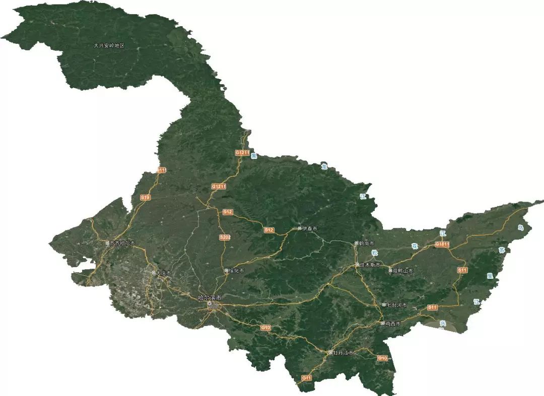 黑龙江省卫星地图高清图片