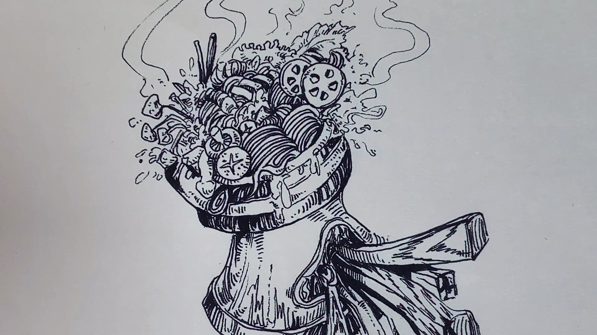 教你画创意绘画,夸张手绘火锅图
