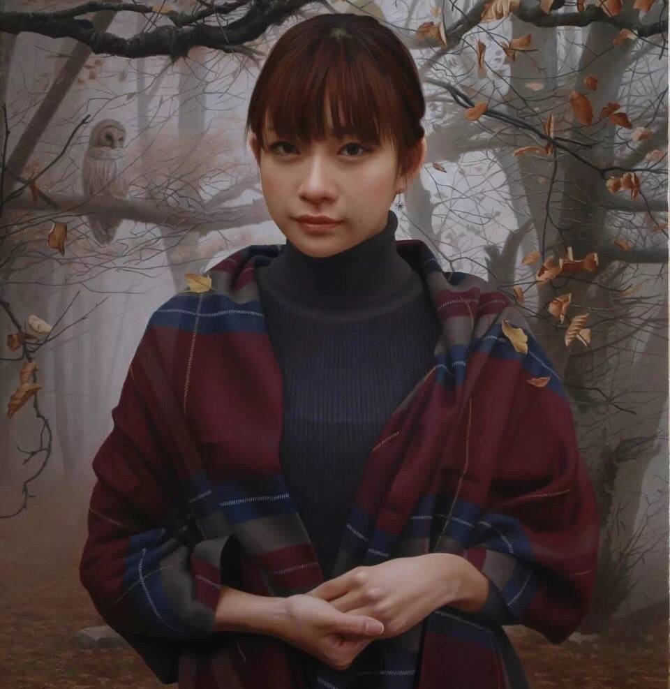 日本超写实画家,画一幅美女躺在溪水之中,叫板冷军!