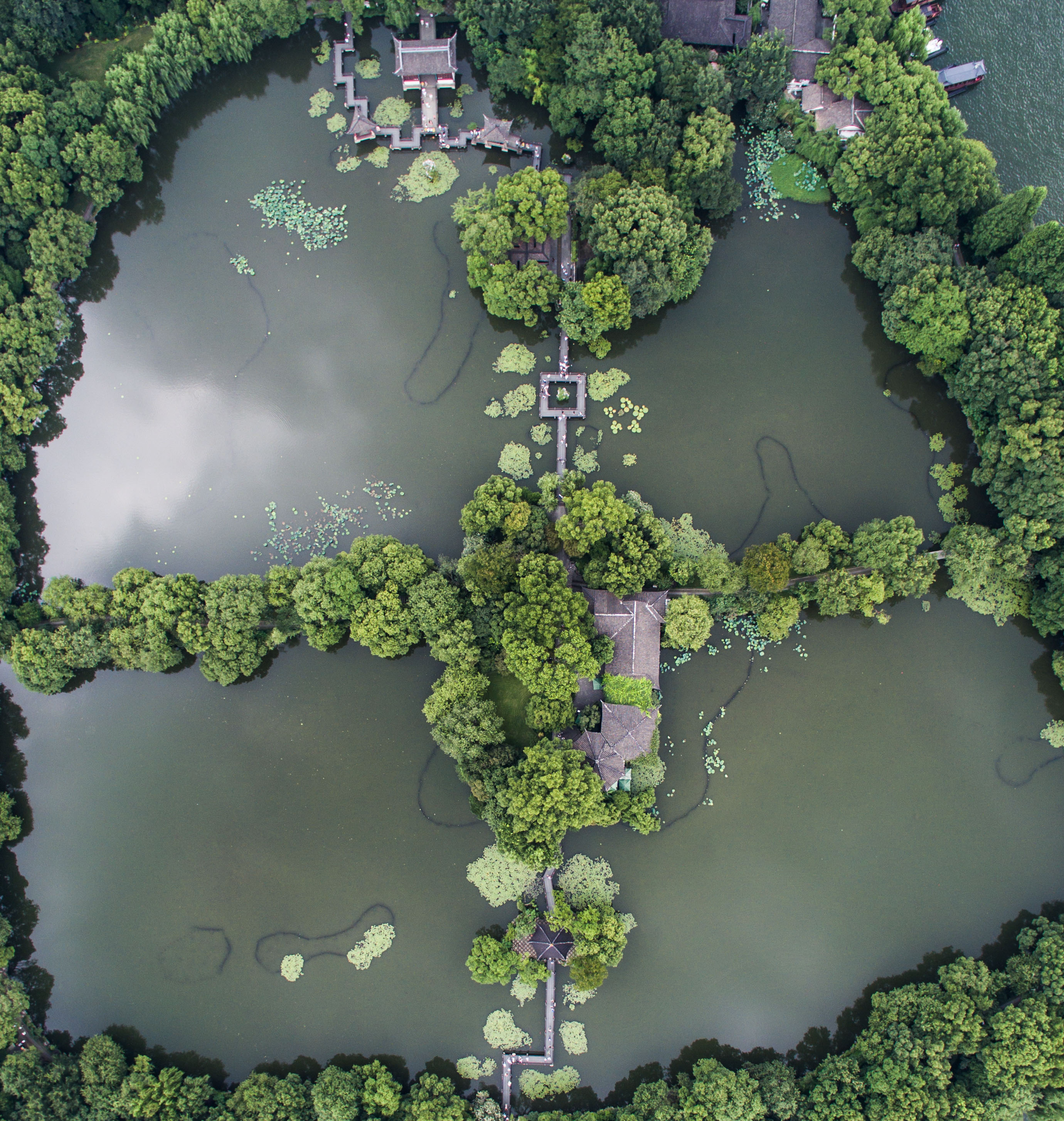 杭州西湖全景图俯视图图片