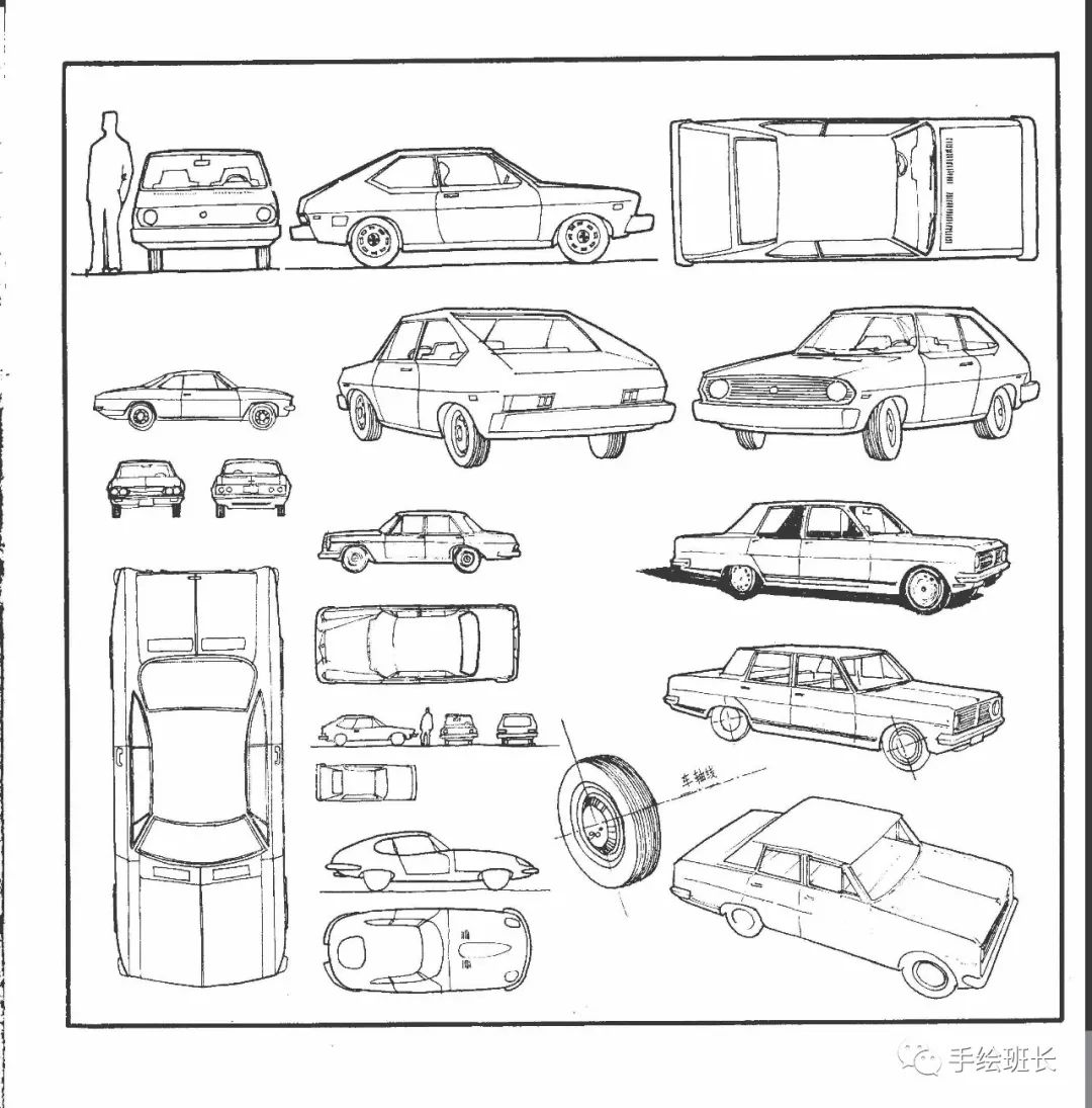 手绘分享|建筑手绘中人物,汽车,船舶,飞机的表现