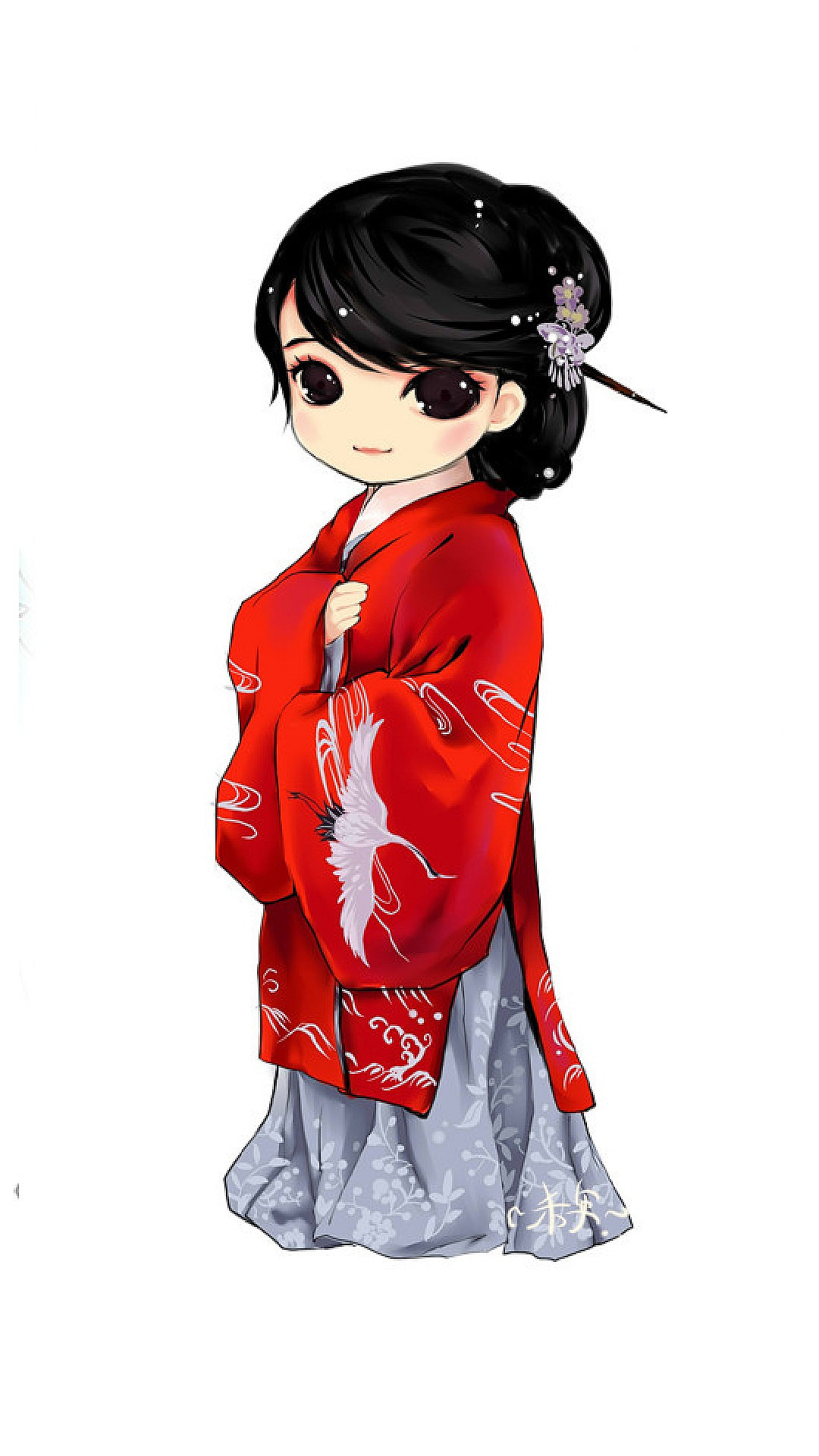 创意汉服手绘人物手机壁纸,分辨率1080x1920