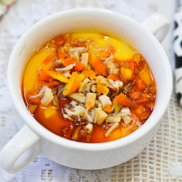 干贝蒸水蛋,香滑营养,口感好味道好颜色好,老人小孩都爱吃