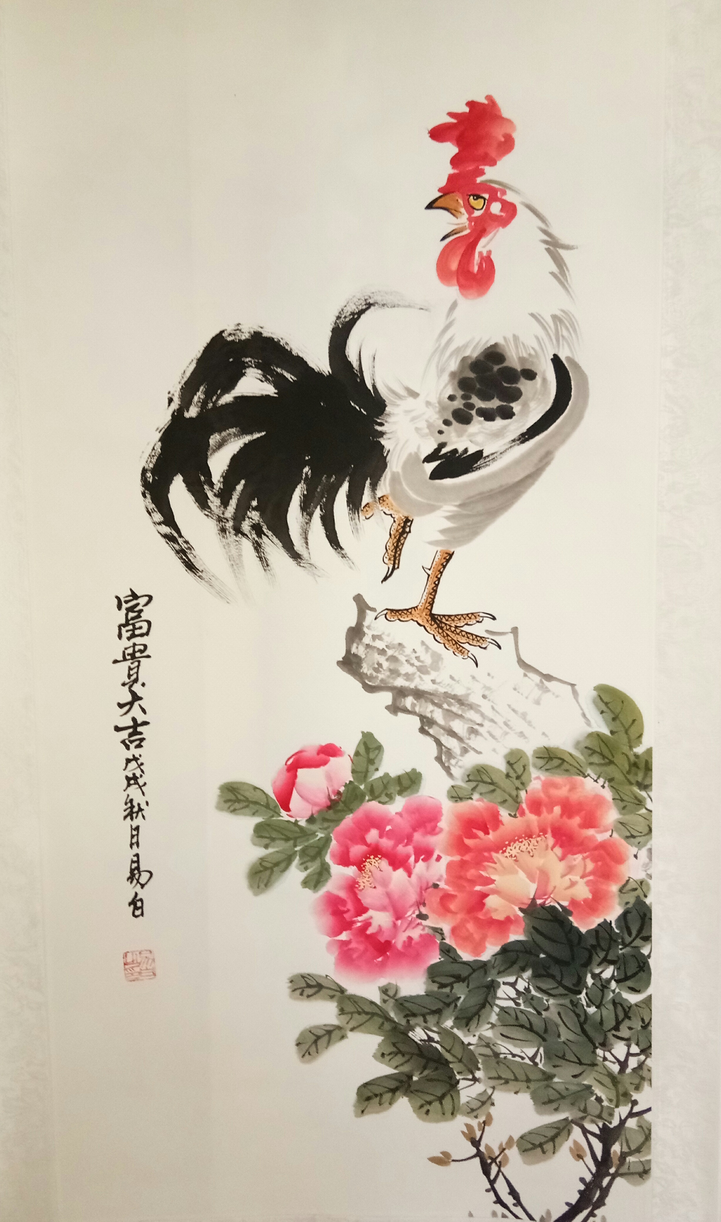 易白画鸡,雄鸡神韵