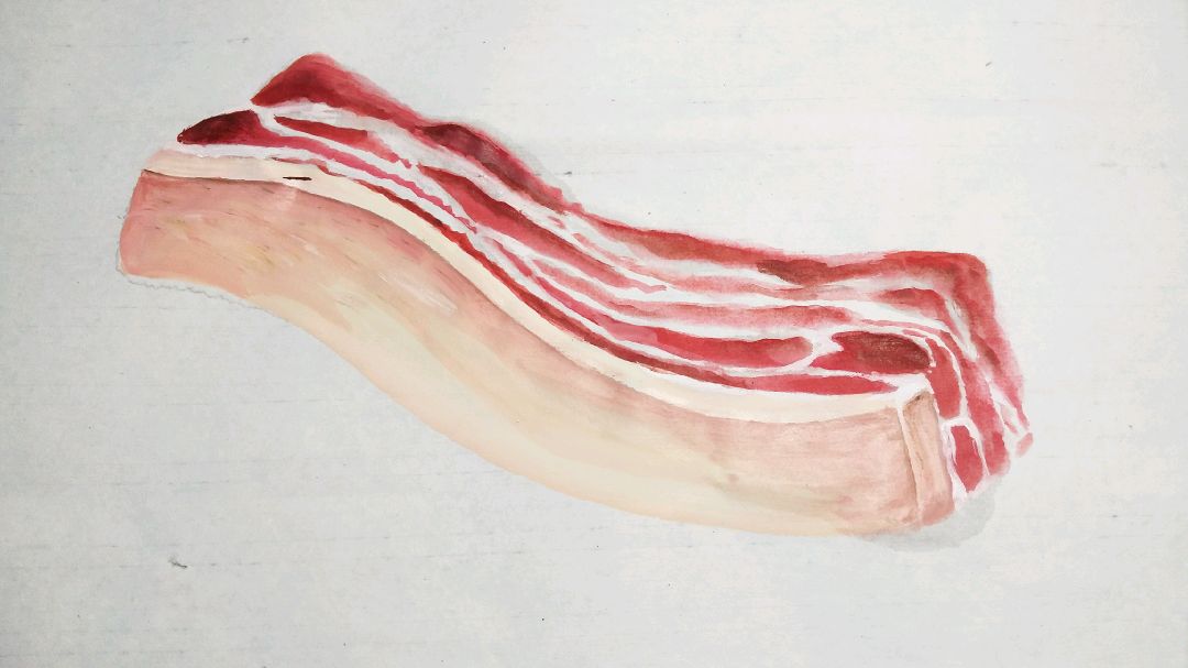 国画入门小课堂32,我教大家画五花肉,望肉止馋
