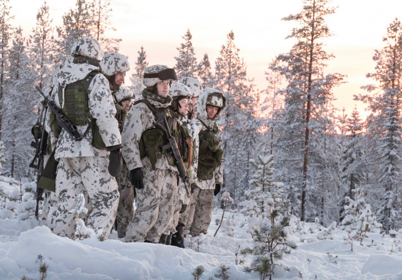 芬兰军队冰天雪地里演习火炮精准射击