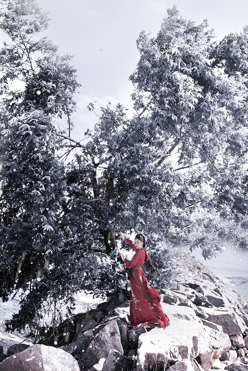 古风人像写真-点点白雪,冰雪美人