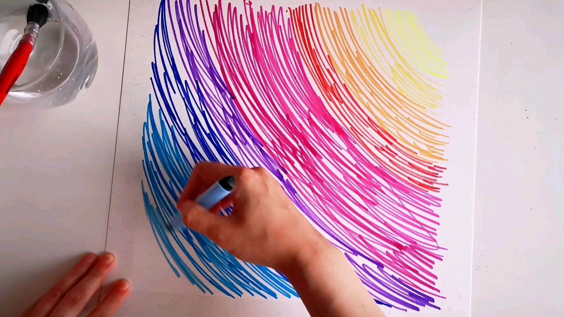 用水彩笔画的小风景,简单几步出效果,看看怎么画的