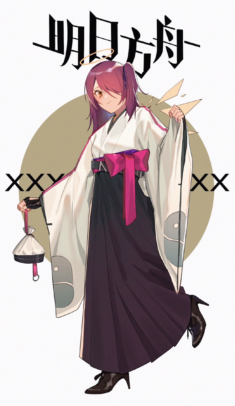 卡通人物绘画,和服版的明日方舟人物插画.穿和服的艾雅法拉.